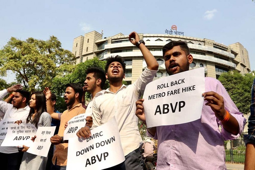 ABVP Protests Metro Fare Hike ABVP Protests Metro Fare Hike