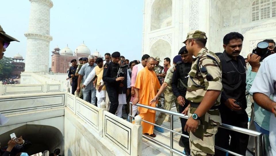 Uttar Pradesh CM Yogi Adityanath Visits Taj Mahal Amid Heavy Security