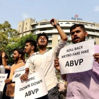 ABVP Protests Metro Fare Hike