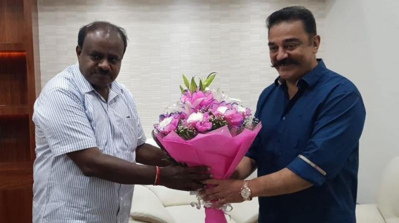 Kamal Haasan meets Karnataka CM HD Kumaraswamy on Cauvery river water issue Kamal Haasan meets Karnataka CM HD Kumaraswamy on Cauvery river water issue