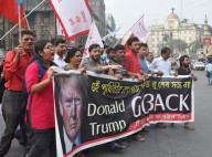 Left parties bring out 'go back Trump' rallies in Bengal Left parties bring out 'go back Trump' rallies in Bengal