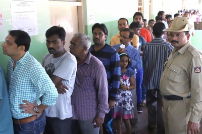Modest voter turnout in K'taka by-polls till afternoon Modest voter turnout in K'taka by-polls till afternoon