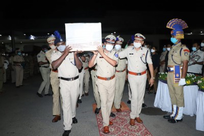 Mortal remains of martyred CRPF jawan reach Hyderabad Mortal remains of martyred CRPF jawan reach Hyderabad