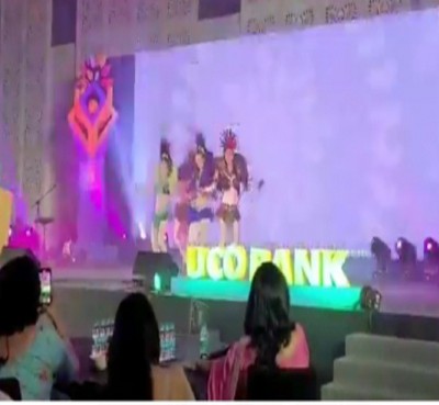 Scantily clad female dancers entertain UCO Bank staff at party hosted by SBI Life Scantily clad female dancers entertain UCO Bank staff at party hosted by SBI Life