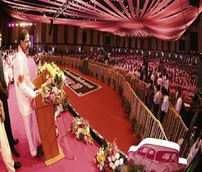 TRS celebrates foundation day on grand scale TRS celebrates foundation day on grand scale