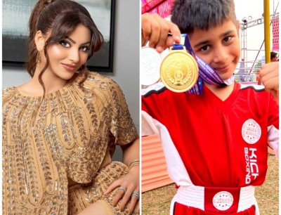 Urvashi Rautela congratulates kick-boxer Burhanuddin Rangwala on his win