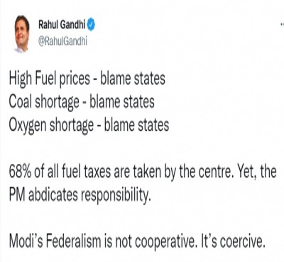 68% fuel taxes taken by Centre, alleges Congress