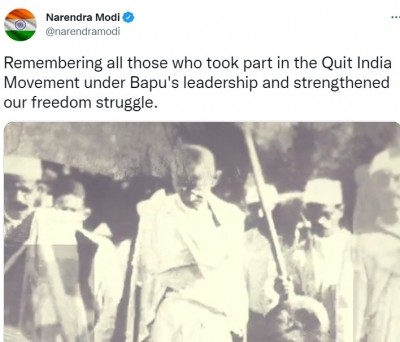 PM remembers freedom fighters who participated in 'Quit India Movement'