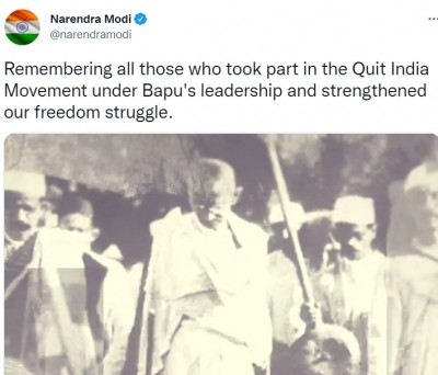 PM remembers freedom fighters who participated in 'Quit India Movement' PM remembers freedom fighters who participated in 'Quit India Movement'