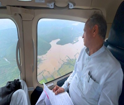 Gehlot conducts aerial survey of flood-affected areas Gehlot conducts aerial survey of flood-affected areas