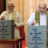 Voting on in Vice-Presidential poll; Modi, Shah, Manmohan Singh cast their votes