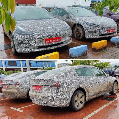 Camouflaged Tesla Model 3 cars spotted on Mumbai-Pune Expressway Camouflaged Tesla Model 3 cars spotted on Mumbai-Pune Expressway