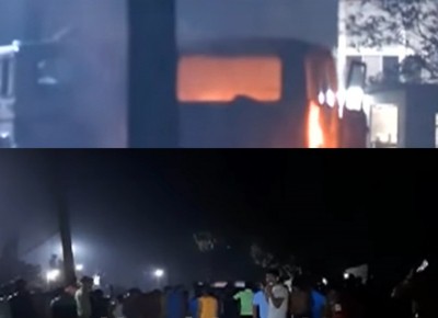 5 policemen injured, vehicles burnt as workers' clash in Kerala 5 policemen injured, vehicles burnt as workers' clash in Kerala