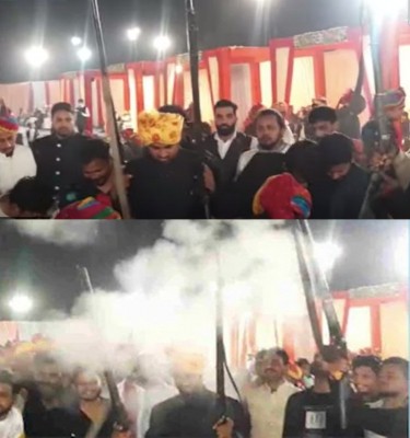 Guns fired at wedding reception of Raj minister's son, video goes viral