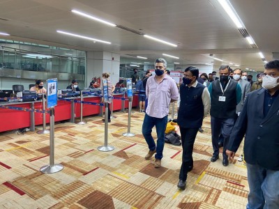Health Minister reviews RT-PCR testing facilities at IGI airport Health Minister reviews RT-PCR testing facilities at IGI airport