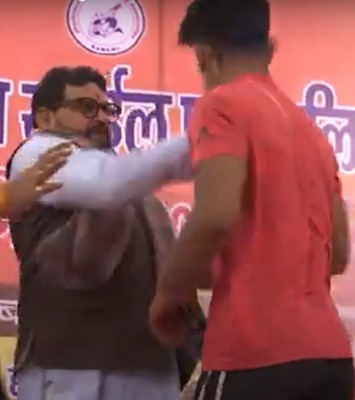 Wrestling federation chief Brij Bhushan Sharan Singh loses cool, slaps wrestler in public Wrestling federation chief Brij Bhushan Sharan Singh loses cool, slaps wrestler in public