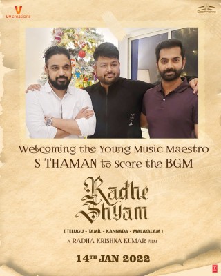 S.S. Thaman to score background music for 'Radhe Shyam' for south versions S.S. Thaman to score background music for 'Radhe Shyam' for south versions