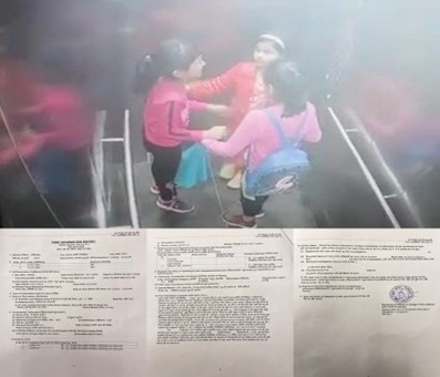 3 girls get stuck in society's lift, incident captured on CCTV 3 girls get stuck in society's lift, incident captured on CCTV