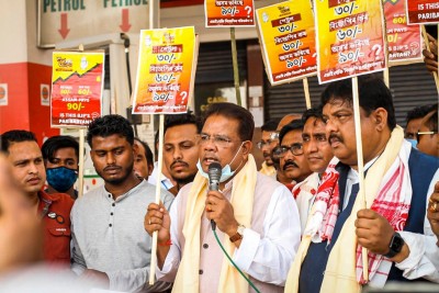 Cong says BJP looting in name of taxes, launches stir in Assam Cong says BJP looting in name of taxes, launches stir in Assam