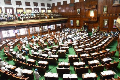 K'taka Assembly adjourned till Mar 4 amid ruckus over saffron flag remark K'taka Assembly adjourned till Mar 4 amid ruckus over saffron flag remark