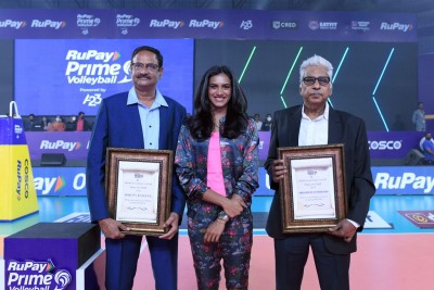 Sindhu inducts father PV Ramana, Shyam Sunder Rao into Volleyball League Hall of Fame Sindhu inducts father PV Ramana, Shyam Sunder Rao into Volleyball League Hall of Fame