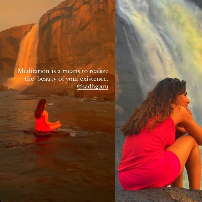 Samantha's meditation picture at Kerala falls grabs eyeballs Samantha's meditation picture at Kerala falls grabs eyeballs