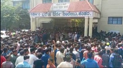Hijab row: Teargas fired in Karnataka college campus, curfew in one more dist Hijab row: Teargas fired in Karnataka college campus, curfew in one more dist