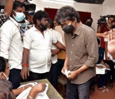 Polling underway for TN Urban polls; Superstar Vijay casts vote at Neelangari Polling underway for TN Urban polls; Superstar Vijay casts vote at Neelangari
