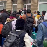 Running out of food & money, Indian students queue up outside Embassy in Kiev