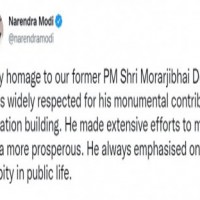 PM pays homage to former Prime Minister Morarji Desai