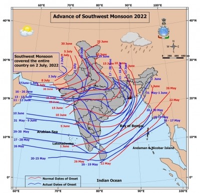 SW monsoon covered entire country six days ahead: IMD