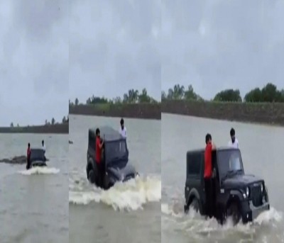 After viral video of driving car in Rajkot dam, Gujarat Police arrests youth After viral video of driving car in Rajkot dam, Gujarat Police arrests youth