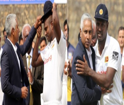 Mathews becomes 6th Sri Lankan to play 100 Tests, receives special cap from Vaas Mathews becomes 6th Sri Lankan to play 100 Tests, receives special cap from Vaas