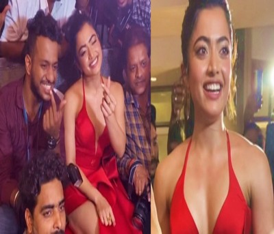 Rashmika delights paps with 'Saami Saami' hookstep in stunning outfit