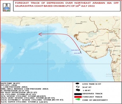 Depression over NE Arabian Sea off Saurashtra coast Depression over NE Arabian Sea off Saurashtra coast