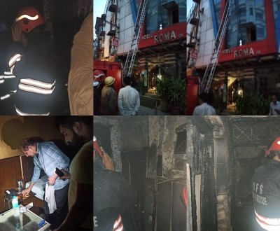 Delhi: Fire breaks out in Paharganj hotel, 10 rescued Delhi: Fire breaks out in Paharganj hotel, 10 rescued