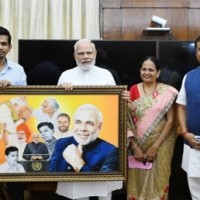 Assam's physically-challenged artist gifts painting to PM Modi