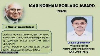 CMFRI scientist wins ICAR award for research on seaweed CMFRI scientist wins ICAR award for research on seaweed