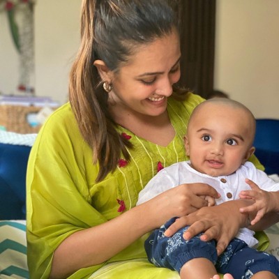 Anita Hassanandani shares photos of son Aaravv's mundan ceremony Anita Hassanandani shares photos of son Aaravv's mundan ceremony