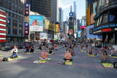 NYC, rising from Covid restrictions, celebrates Yoga Day NYC, rising from Covid restrictions, celebrates Yoga Day