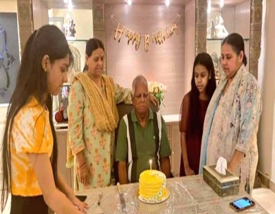 Lalu celebrates 74th birthday in Delhi, daughter Misa shares photo Lalu celebrates 74th birthday in Delhi, daughter Misa shares photo