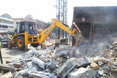 Road network in illegal colony razed during demolition drive Road network in illegal colony razed during demolition drive