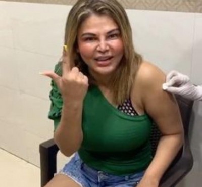 Rakhi Sawant gets first shot for Covid vaccine Rakhi Sawant gets first shot for Covid vaccine