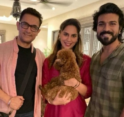 Aamir Khan meets 'RRR' star Ram Charan at his Hyderabad home