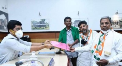 Karnataka Congress nominee files papers for LS bypoll Karnataka Congress nominee files papers for LS bypoll