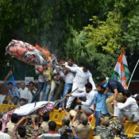 NSUI protests against govt, demands jobs