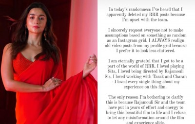 Alia Bhatt on rumours of her being unhappy with 'RRR' team: I declutter my Instagram always Alia Bhatt on rumours of her being unhappy with 'RRR' team: I declutter my Instagram always