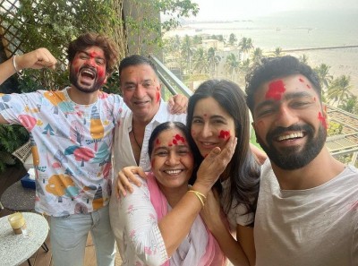 Katrina celebrates first Holi with Kaushals, shares wholesome pics