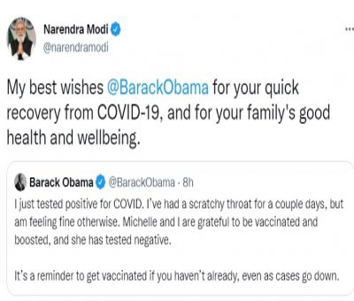PM Modi wishes Obama quick recovery from Covid PM Modi wishes Obama quick recovery from Covid
