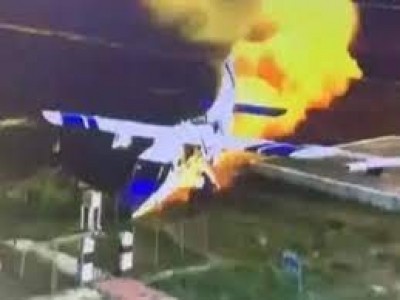 Dornier catches fire while landing in Kanpur, crew safe